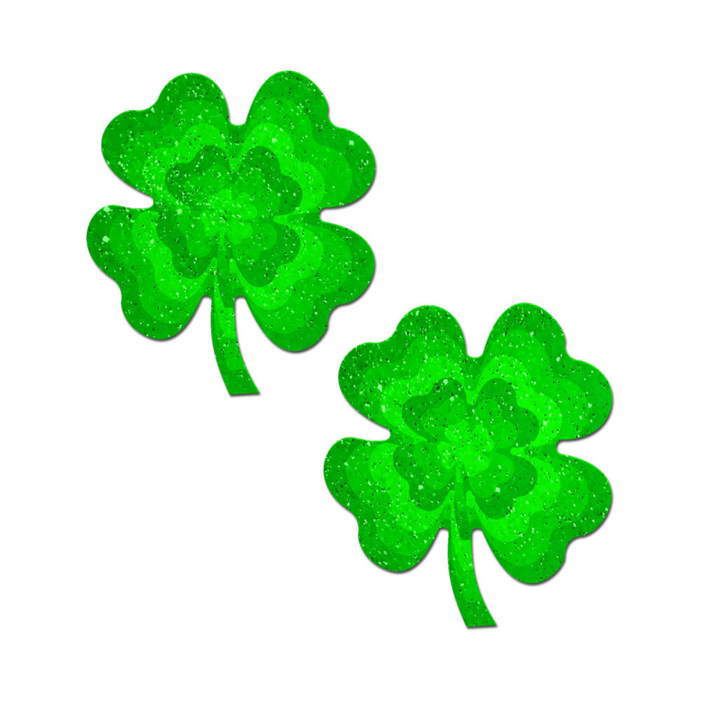 Pastease Four Leaf Clover Green Glitter Velvet Nipple Pasties